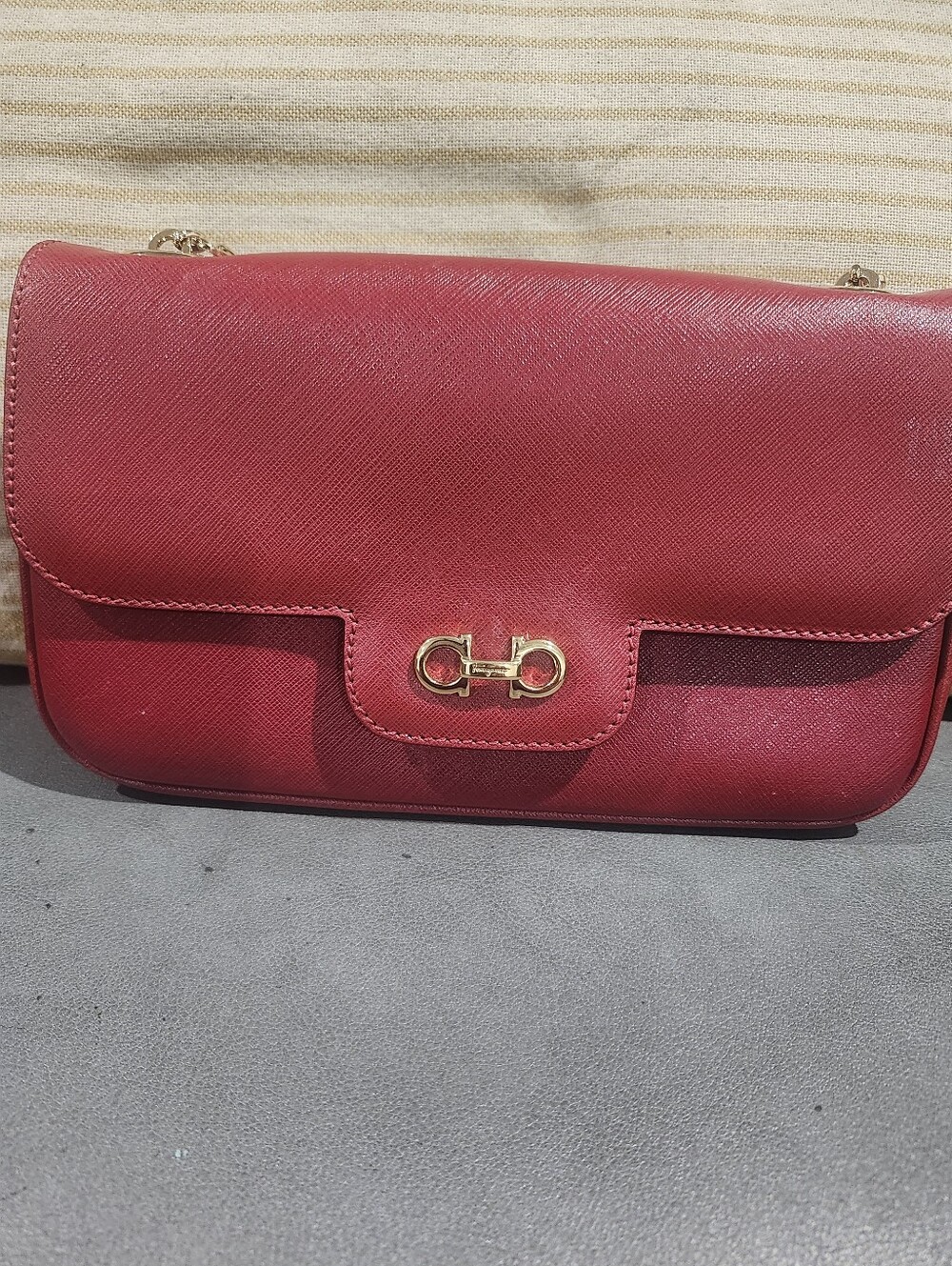 Authenric FERRAGAMO Leather Crossbody Bag with Gold Hardware